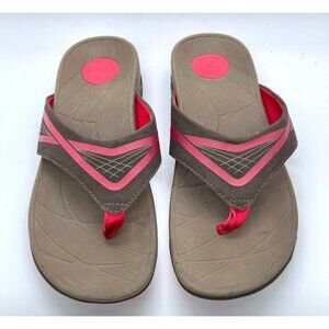 Womens Size 6 Vionic Pink & Brown Atlas Flip Flops Sandals EUC